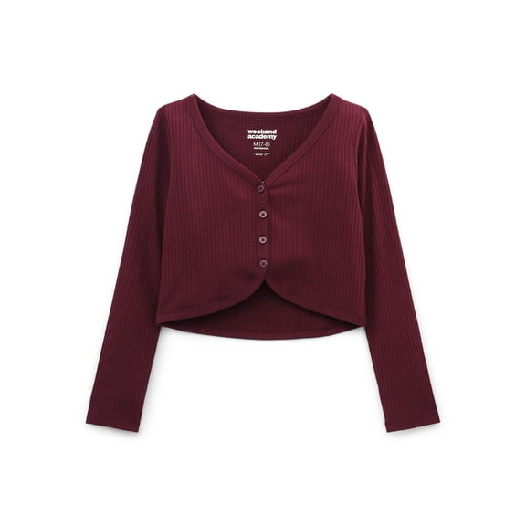 Weekend Academy Girls Long Sleeve Ribbed Cardigan, Sizes 4-18