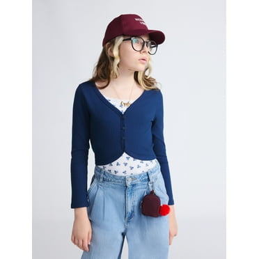 Weekend Academy Girls Long Sleeve Ribbed Cardigan, Sizes 4-18