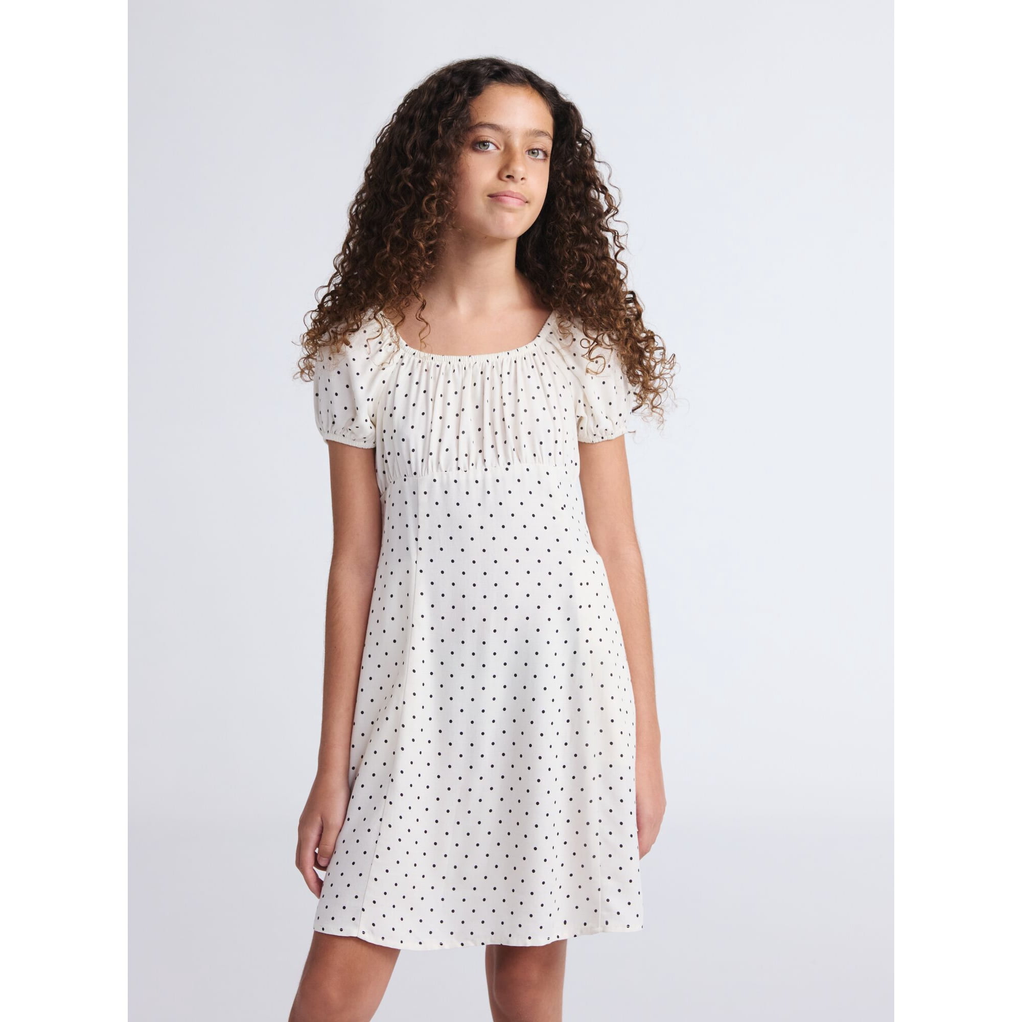 Weekend Academy Girls Short Puff Sleeve Babydoll Dress