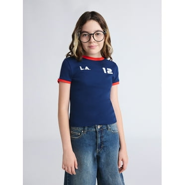 Weekend Academy Girls Short Sleeve Baby Tee, Sizes 4-18