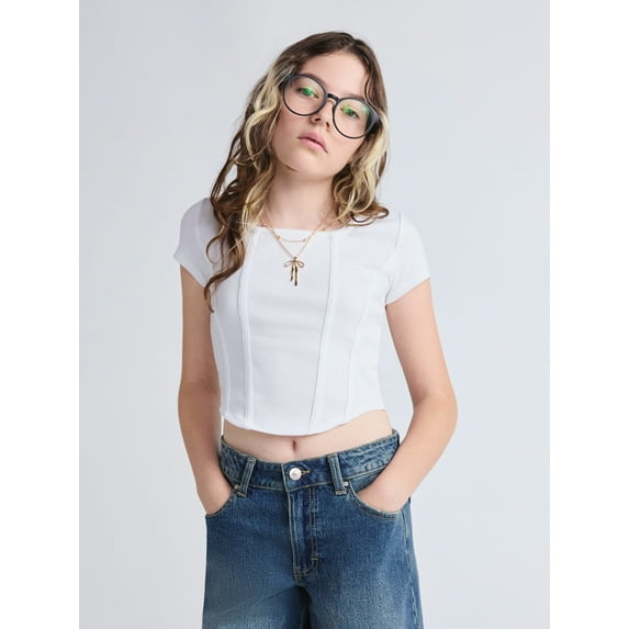 Weekend Academy Girls Short Sleeve Corset Top, Sizes 4-18