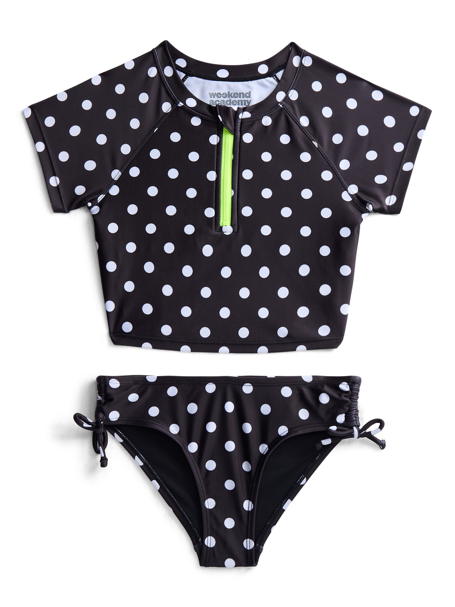 Weekend Academy Girls Short Sleeve Rash Guard and Bottoms Swim Set, 2-Piece, Sizes 4-18