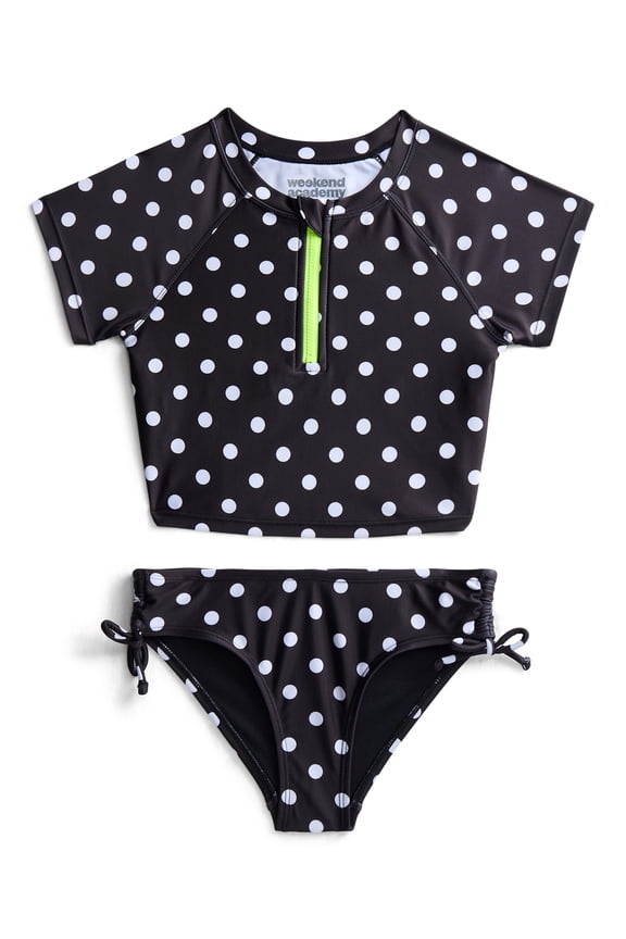 Girls Short Sleeve Rash Guard and Bottoms Swim Set, 2-Piece, Sizes 4-18