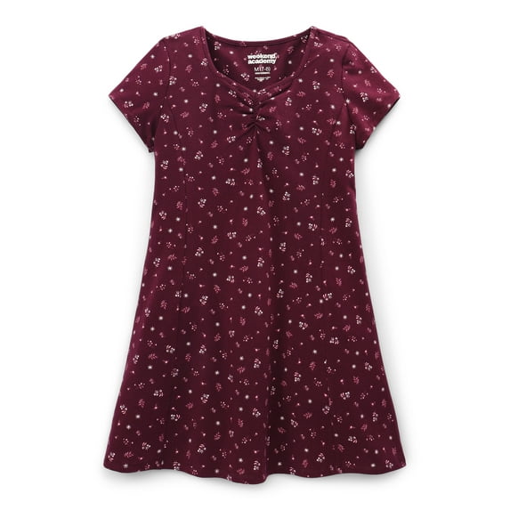 Weekend Academy Girls Short Sleeve Knit Ruched Neck Dress, Sizes 4-18