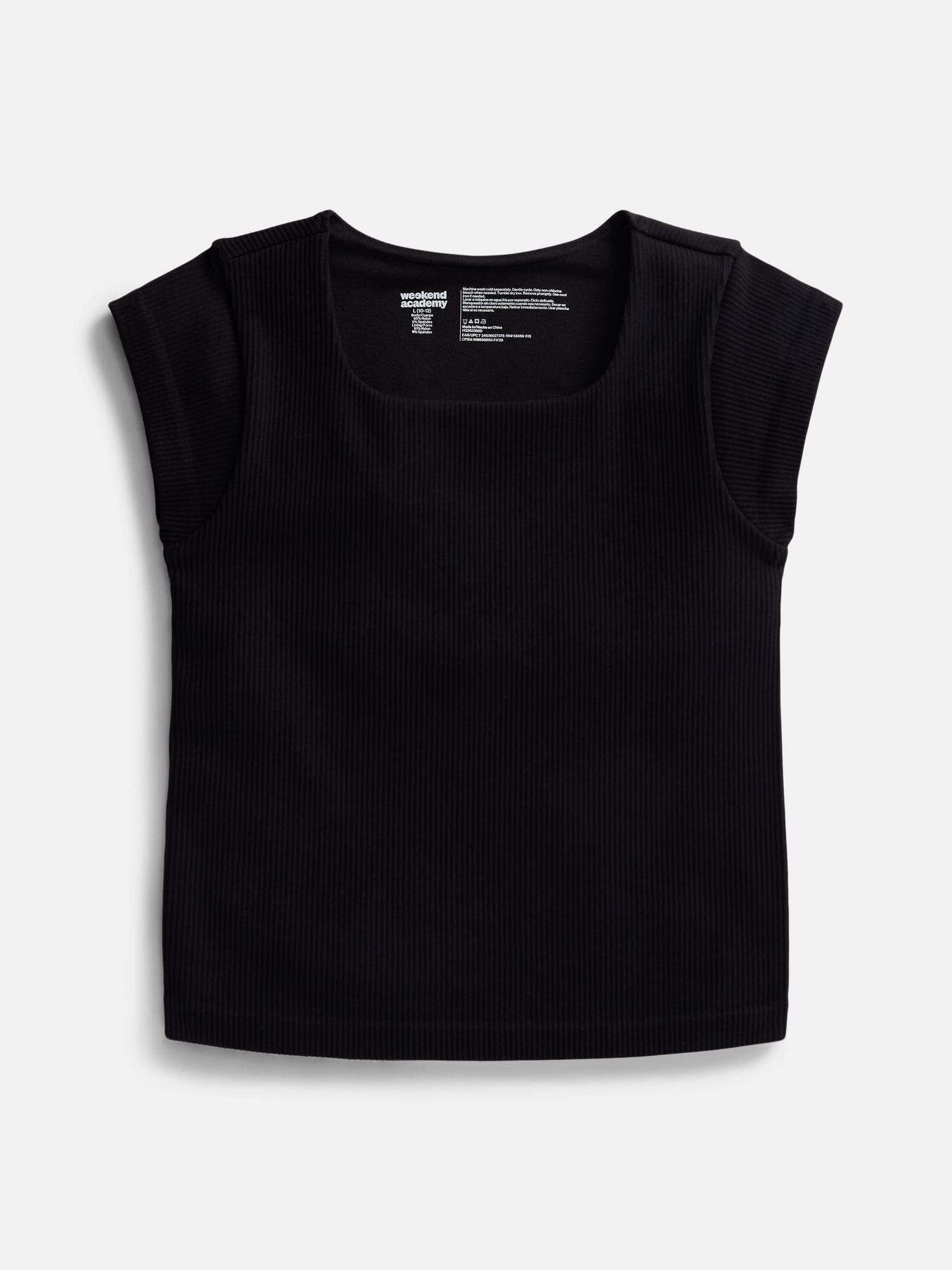 Weekend Academy Girls Seamless Rib Knit Top with Short Sleeves, Sizes 4-18