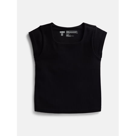 Weekend Academy Girls Seamless Rib Knit Top with Short Sleeves, Sizes 4-18
