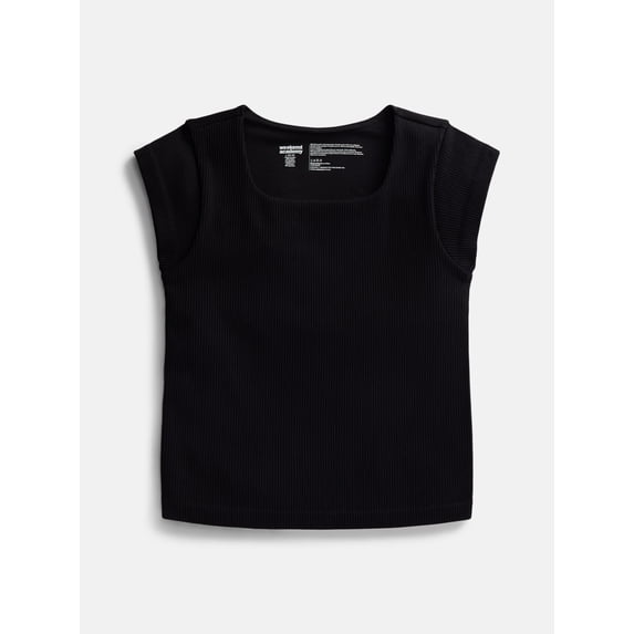 Weekend Academy Girls Seamless Rib Knit Top with Short Sleeves, Sizes 4-18