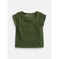 thumbnail image 1 of Weekend Academy Girls Seamless Rib Knit Top with Short Sleeves, Arbor Green, Sizes 4-18, 1 of 3