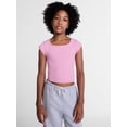 thumbnail image 1 of Weekend Academy Girls Seamless Rib Knit Top with Short Sleeves, Sizes 4-18, 1 of 5