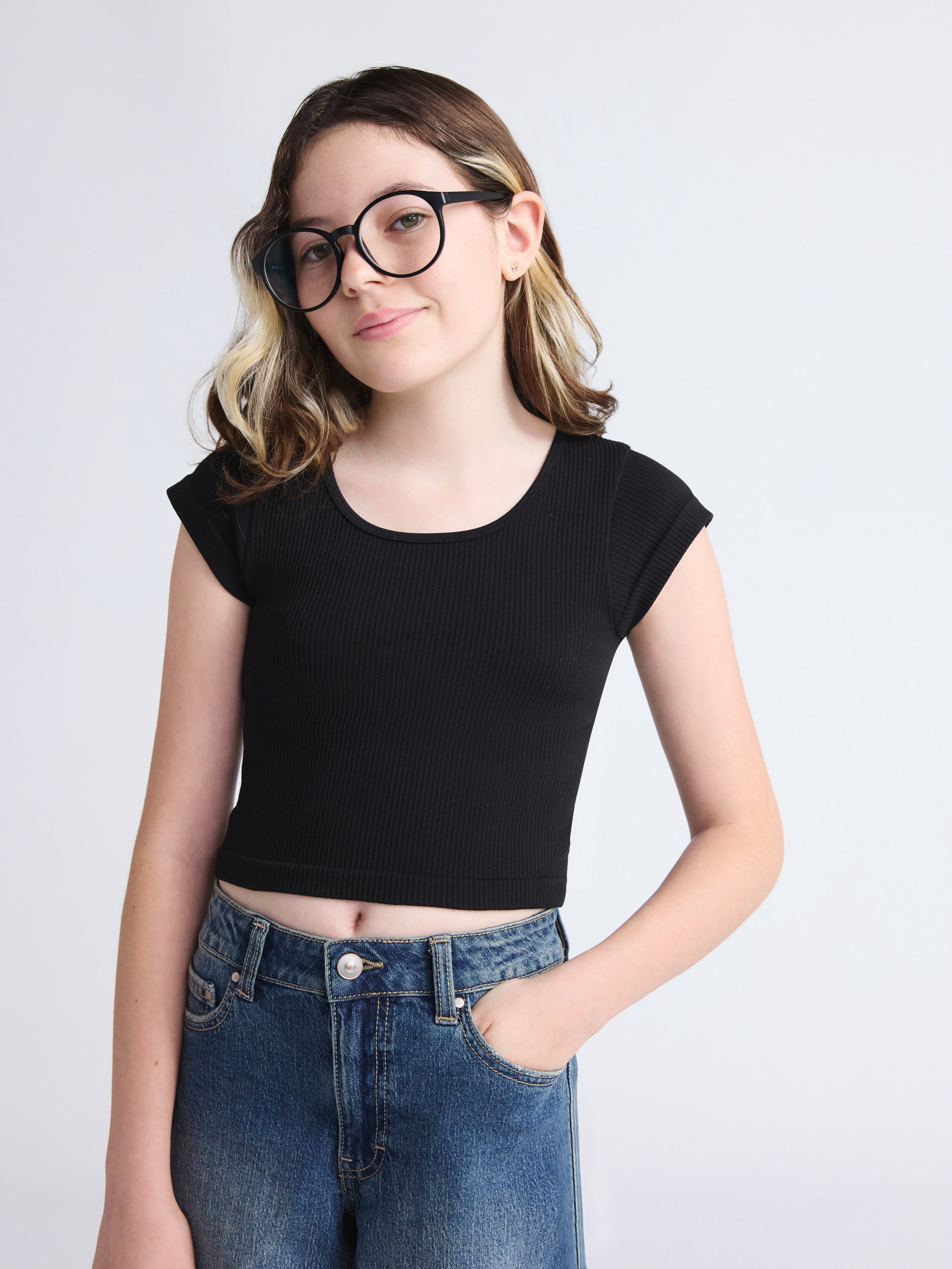 Girls Cap Sleeve Seamless Top, Sizes 4-18
