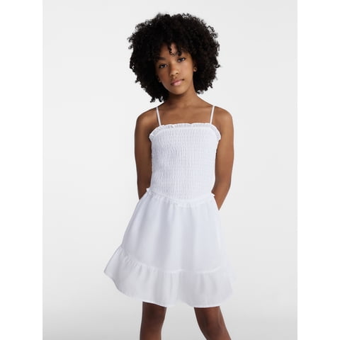 Girls Smocked Ruffle Cotton Dress, Sizes 4-18