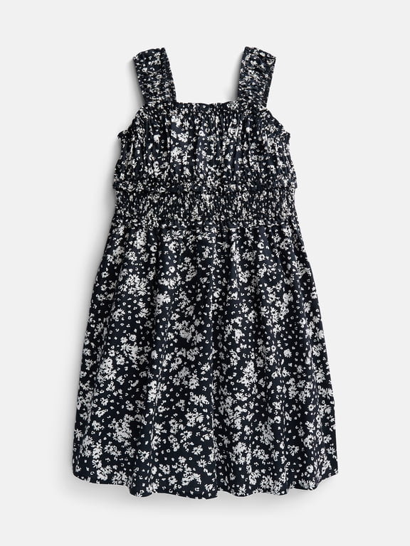 Girls Printed Tank Dress with Smocked Waist, Sizes 4-18