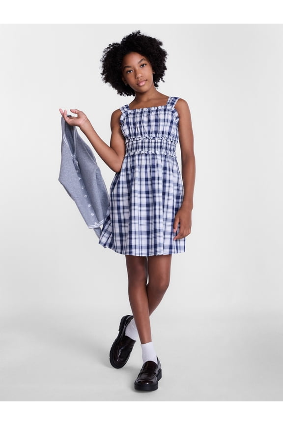 Girls Printed Cotton Tank Dress with Smocked Waist, Sizes 4-18