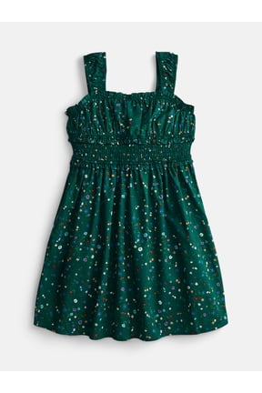 Girls Printed Cotton Tank Dress with Smocked Waist, Sizes 4-18