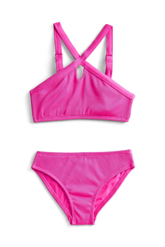 Girls Solid Rib Bikini Swim Set, 2-Piece, Sizes 4-18