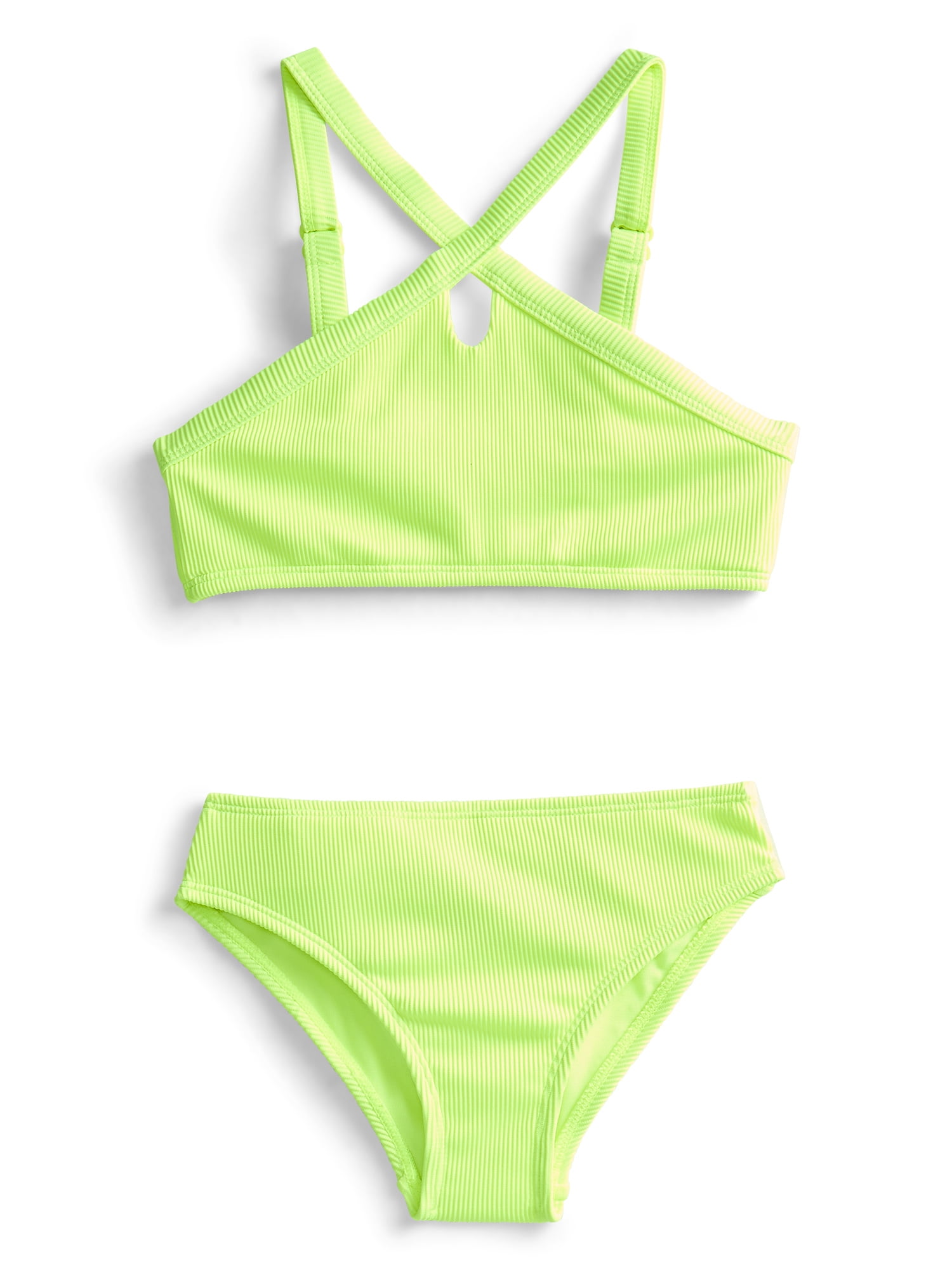 Weekend Academy Girls Solid Rib Bikini Swim Set, 2-Piece, Sizes 4-18