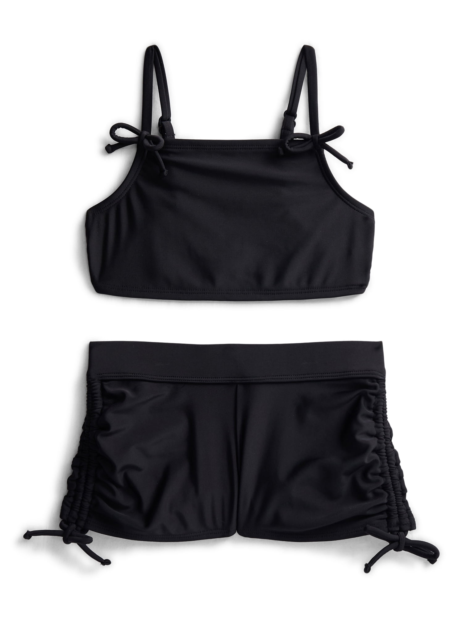 Weekend Academy Girls Solid South Beach Bikini Top and Bottoms Swim Set, 2-Piece, Sizes 4-18