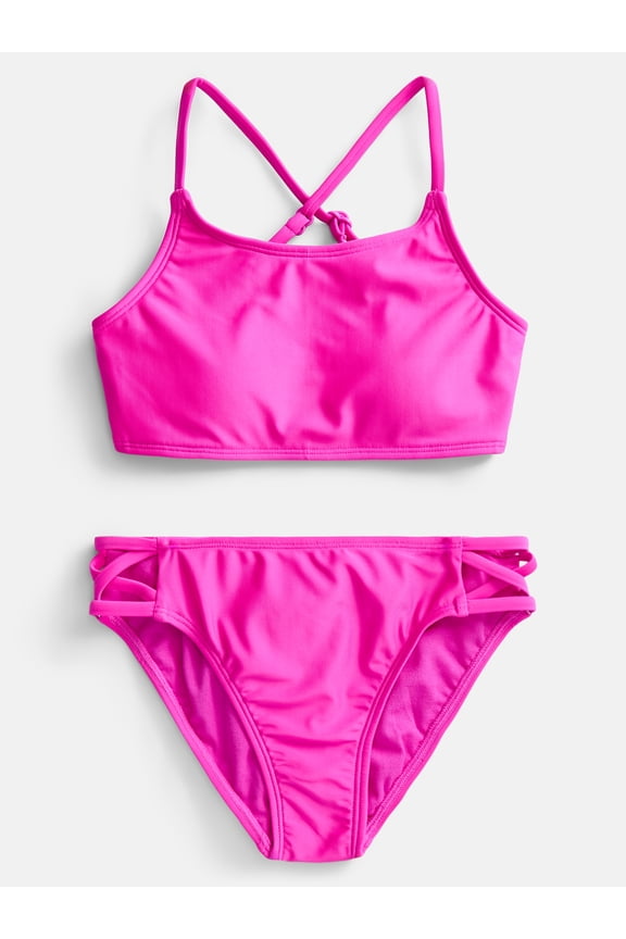 Girls Solid Two Piece Bikini Swim, Sizes 4-18