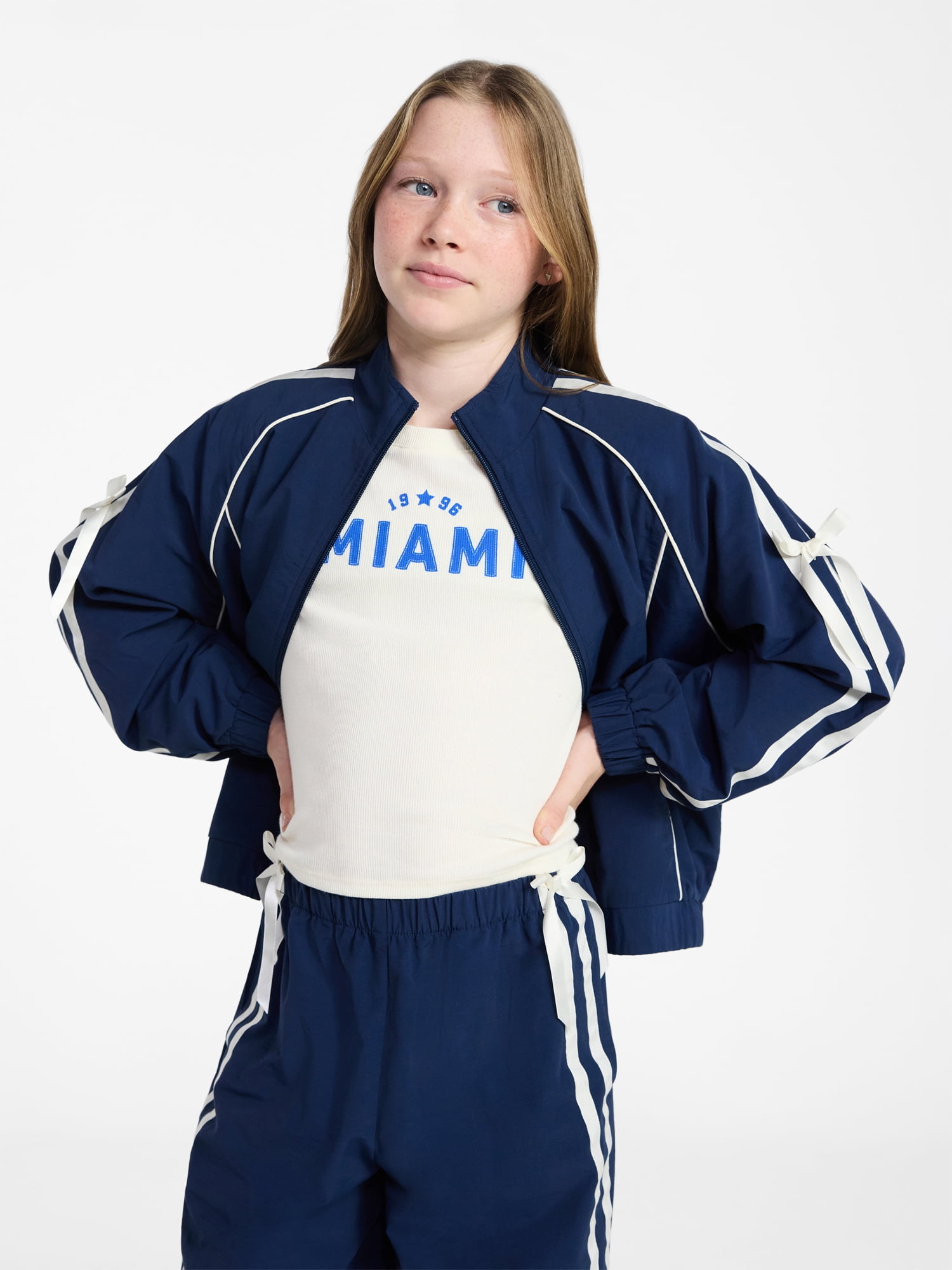 Weekend Academy Girls Bow Track Jacket, Sizes 4-18
