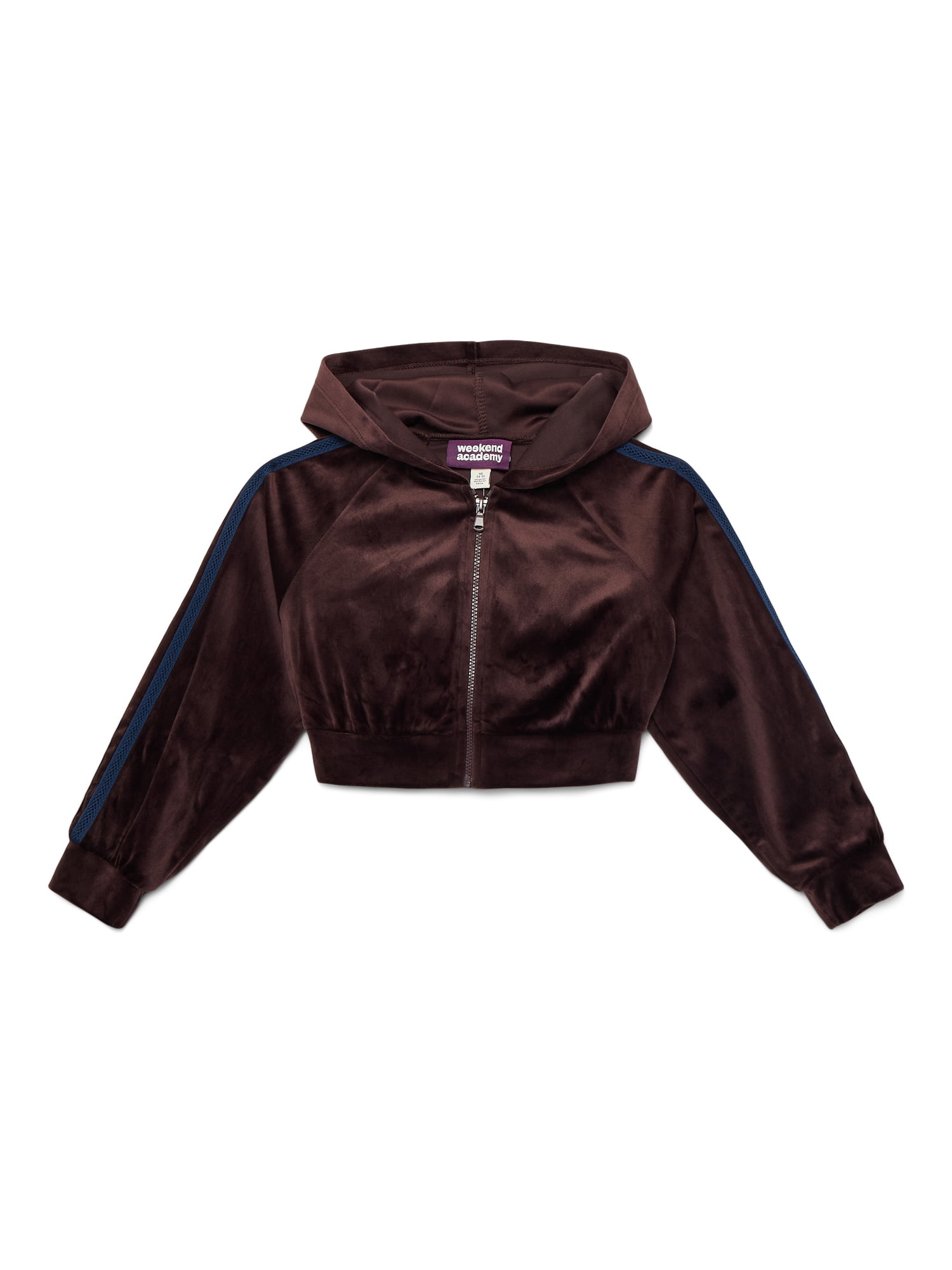 Weekend Academy Girls Velour Full Zip Hoodie, Size 4-18