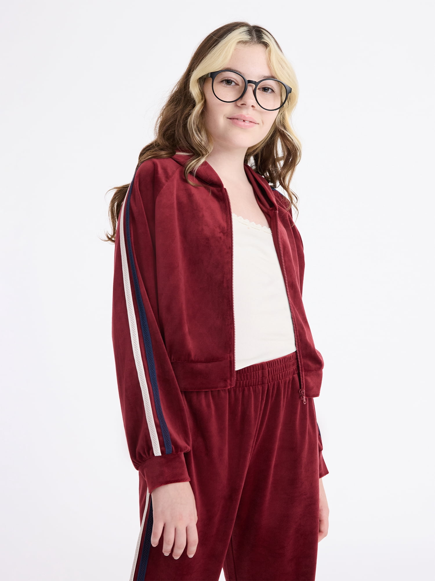 Weekend Academy Girls Velour Full Zip Hoodie, Size 4-18