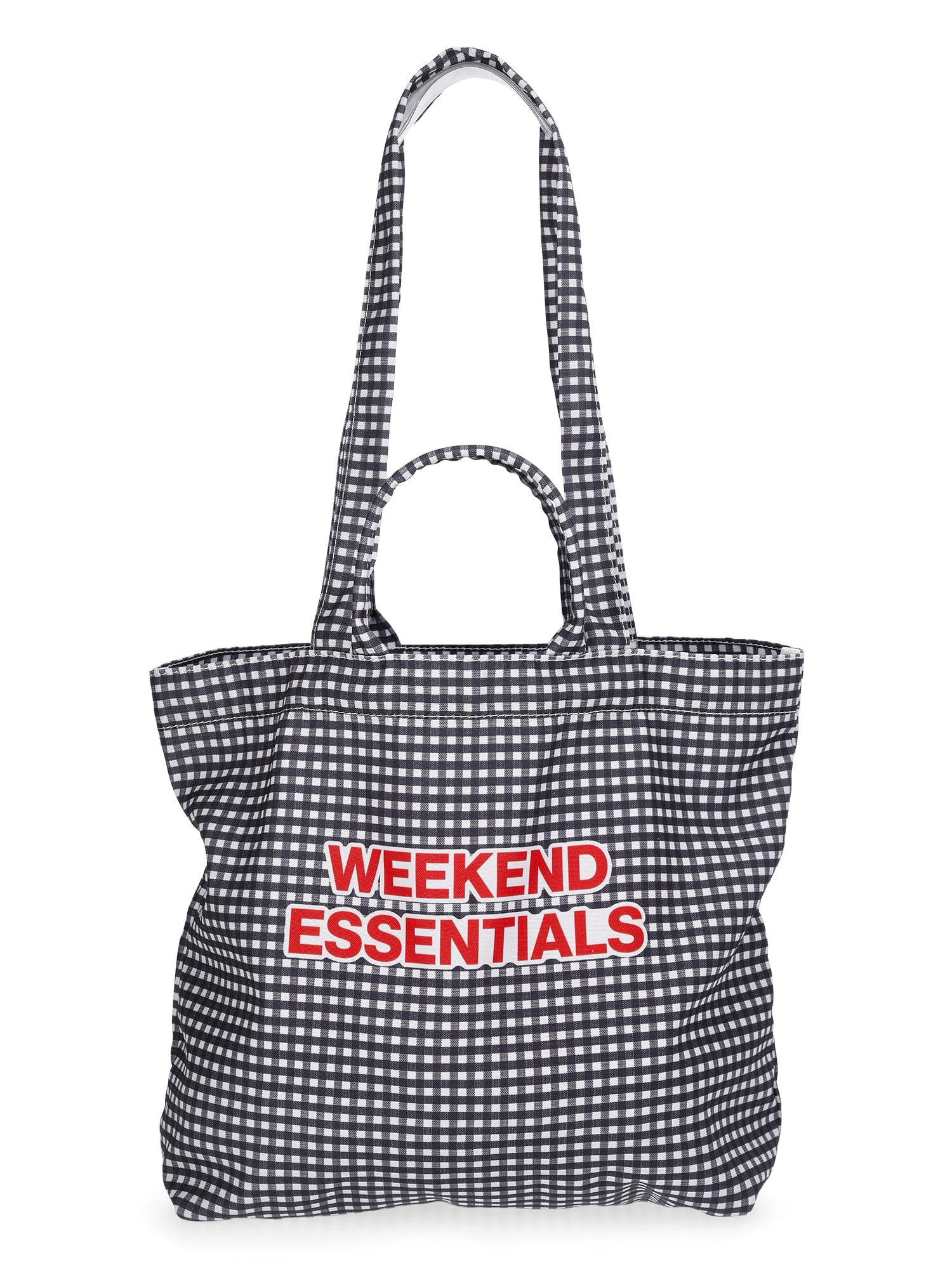 Weekend Academy Girls Gingham Weekend Essentials Tote Bag, Black/White