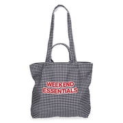 Girls Gingham Weekend Essentials Tote Bag, Black/White
