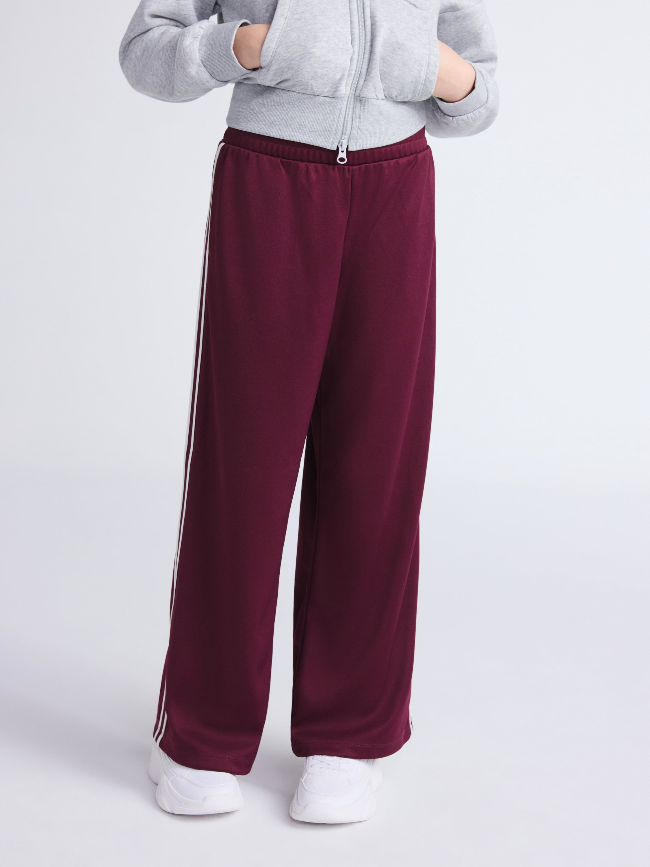 Weekend Academy Girls Wide Leg Track Pants with Side Stripes, Sizes 4-18