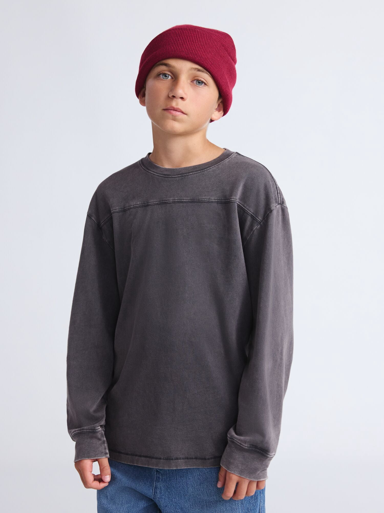 Weekend Academy Boys Football Yoke Cotton T-Shirt with Long Sleeves, Sizes 4-18