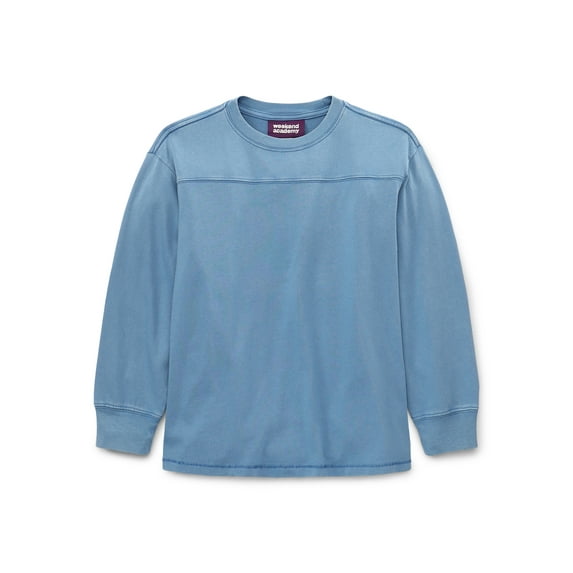 Weekend Academy Boys Football Yoke Cotton T-Shirt with Long Sleeves, Sizes 4-18