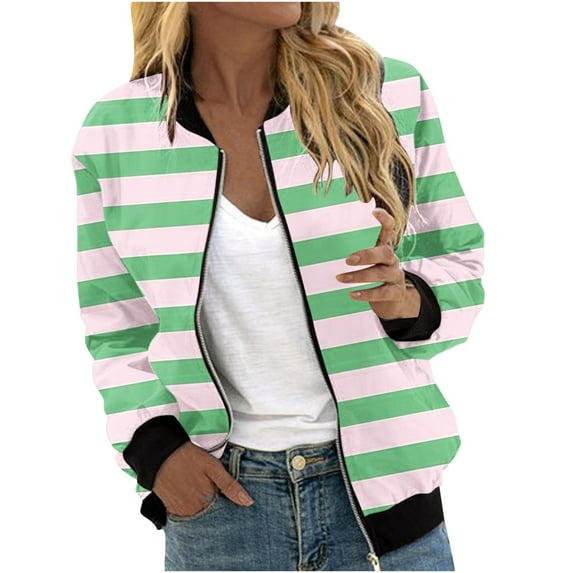 Weekend Big Promotion! ChaoHeng Jackets for Women Plus Size on Clearance Fashion Trendy,Women's Casual Fashion Printed Pocket Zippered Coat(Green,XXL)