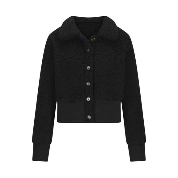 Weekend Big Promotion! ChaoHeng Jackets for Women Plus Size Pea Coat Up to 45% Off,Fashion Women Long Sleeve Solid Warm Outwear Short Coats Casual Tops(Black,L)