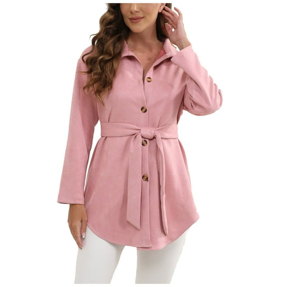 Weekend Big Promotion! ChaoHeng Womens Plus Size Jackets Clearance Oversized,Fashion Women Woolen Coat Girl Mid Length Style Woolen Coat Woolen Coat(Pink,XXL)