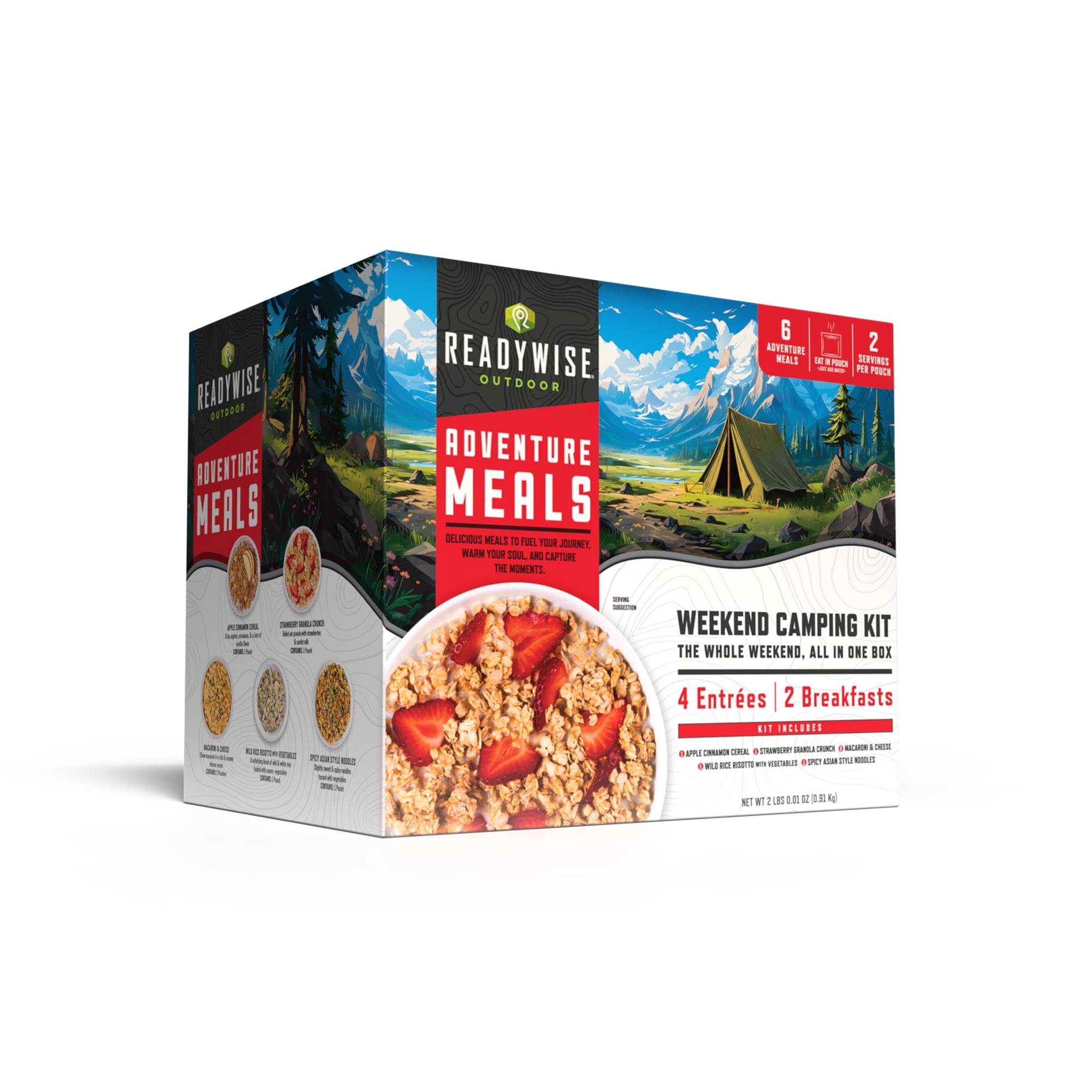 ReadyWise Outdoor Weekend Camping Kit, Freeze-Dried Meals, 4 Entrees & 2 Breakfasts