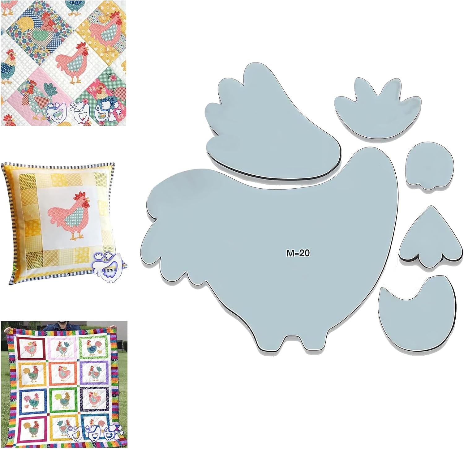 Weekend Chicken Patchwork Quilting Templates Set, Reusable Acrylic ...