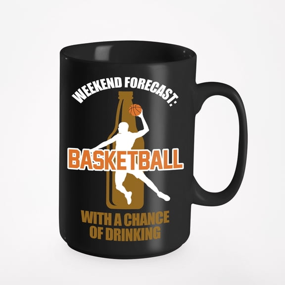 Weekend Forecast, Basketball, Black 15oz Ceramic Mug