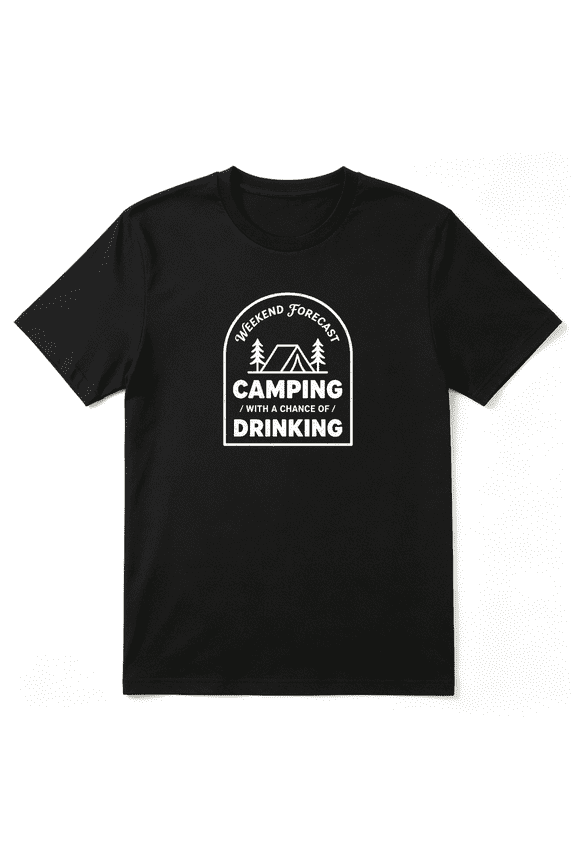 Weekend Forecast Camping With A Chance Of Drinking Vintage Graphic Tee for Men and Women, Camping Beer Enthusiast Cotton Short Sleeves T-Shirt