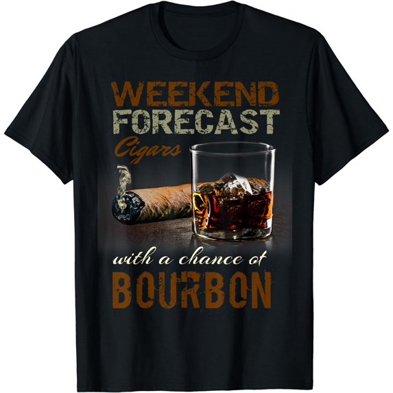 Weekend Forecast Cigars with Chance Bourbon Gift Men T-Shirt