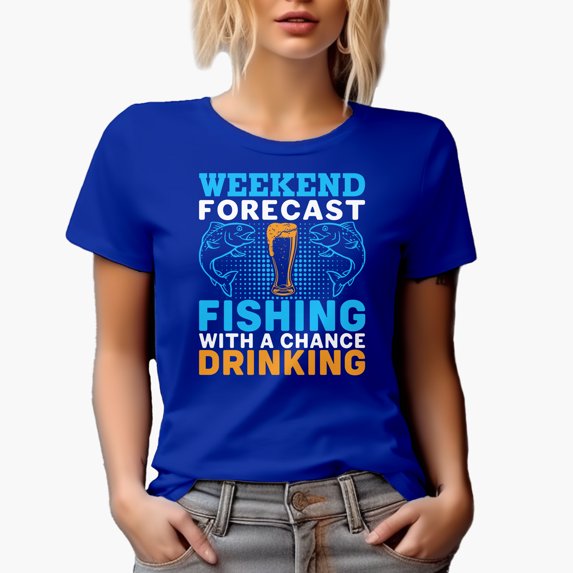 Weekend Forecast, Fishing with a Chance of Drinking, Royal Blue T-Shirt, 3XL