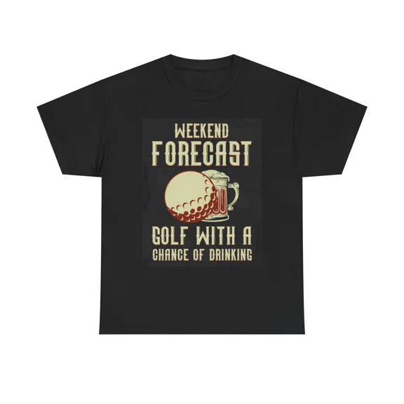 Weekend Forecast Golf Humor Retro Unisex T-Shirt, up to size 5XL
