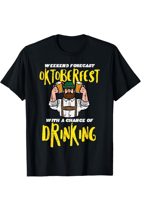Weekend Forecast Oktoberfest Funny German Costume Dad Men T-Shirt