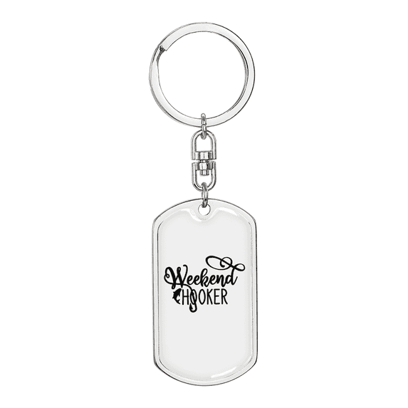 Weekend Hooker Fishing Stainless Steel or 18k Gold Premium Swivel Dog Tag Keychain
