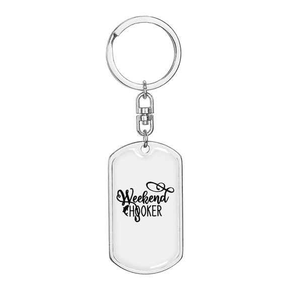 Weekend Hooker Fishing Stainless Steel or 18k Gold Premium Swivel Dog Tag Keychain