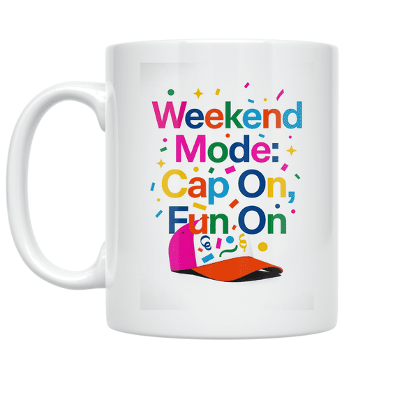 Weekend Mode: Cap On, Fun On - Weekend Party Enthusiast - 11 oz Ceramic Coffee Mug