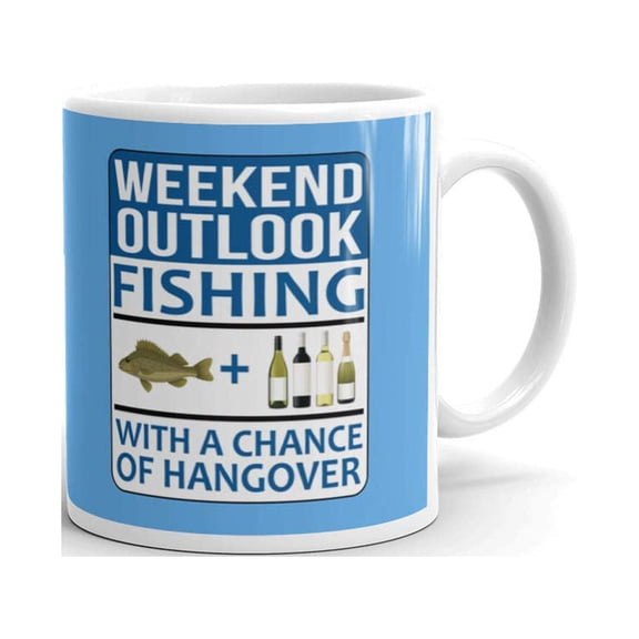 Weekend Outlook Fishing With A Chance Of Hangover Coffee Tea Ceramic Mug Office Work Cup Gift 11 oz