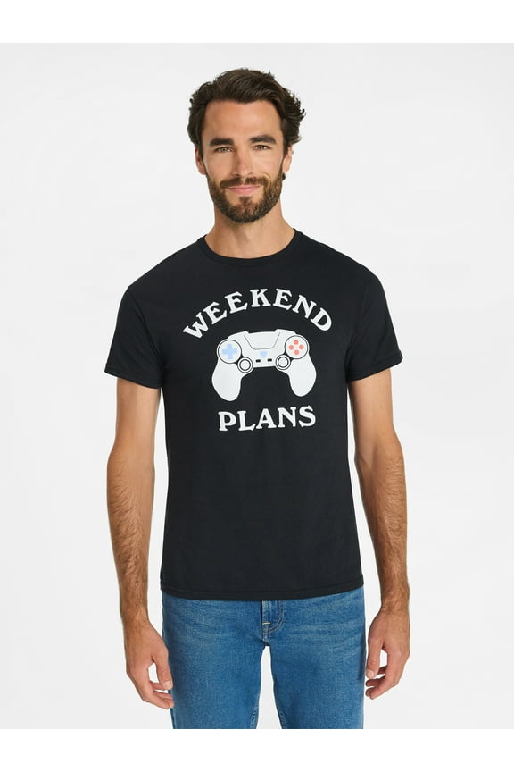 Weekend Plans Men's and Big Men's Cotton Graphic Tee with Short Sleeves, Sizes S-3XL