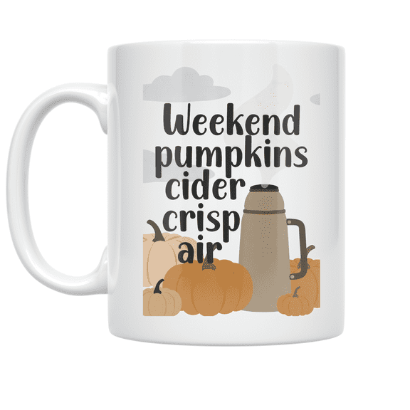 Weekend Pumpkins Cider Crisp Air - Autumn Enthusiast - 11 oz Ceramic Coffee Mug