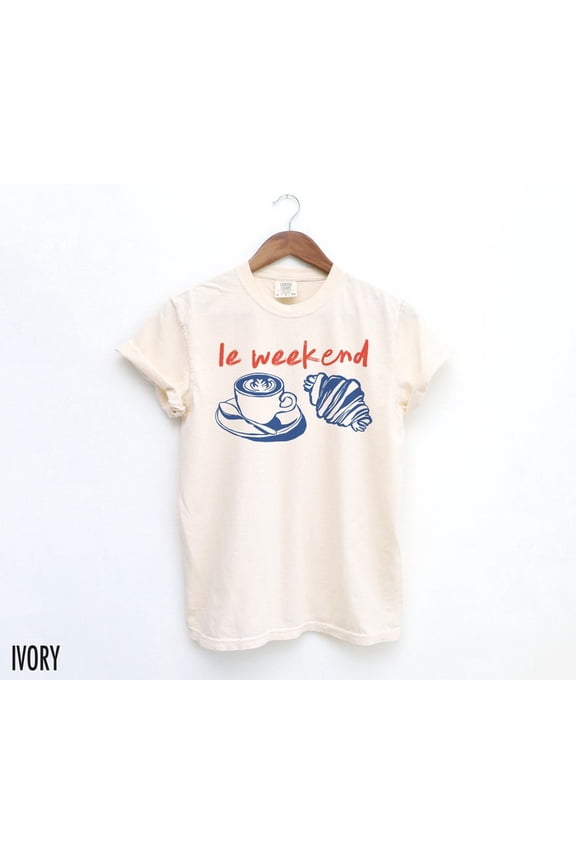 Weekend Shirt, Coffee Tshirt, Croissant Shirt, French T Shirt, Weekending T-Shirt, Retro Graphic Tee, Vintage Aesthetic, Le Weekend, Women