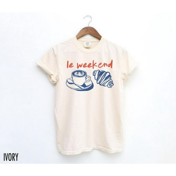 Weekend Shirt, Coffee Tshirt, Croissant Shirt, French T Shirt, Weekending T-Shirt, Retro Graphic Tee, Vintage Aesthetic, Le Weekend, Women