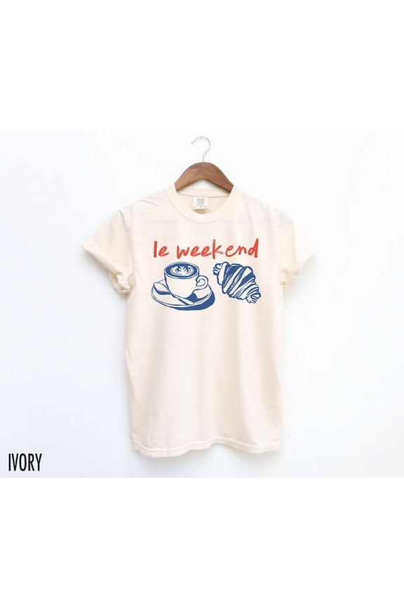 Weekend T-Shirt, Coffee Tshirt, Croissant Shirt, French T Shirt, Weekending T-Shirt, Retro Graphic Tee, Vintage Aesthetic, Le Weekend TH270511